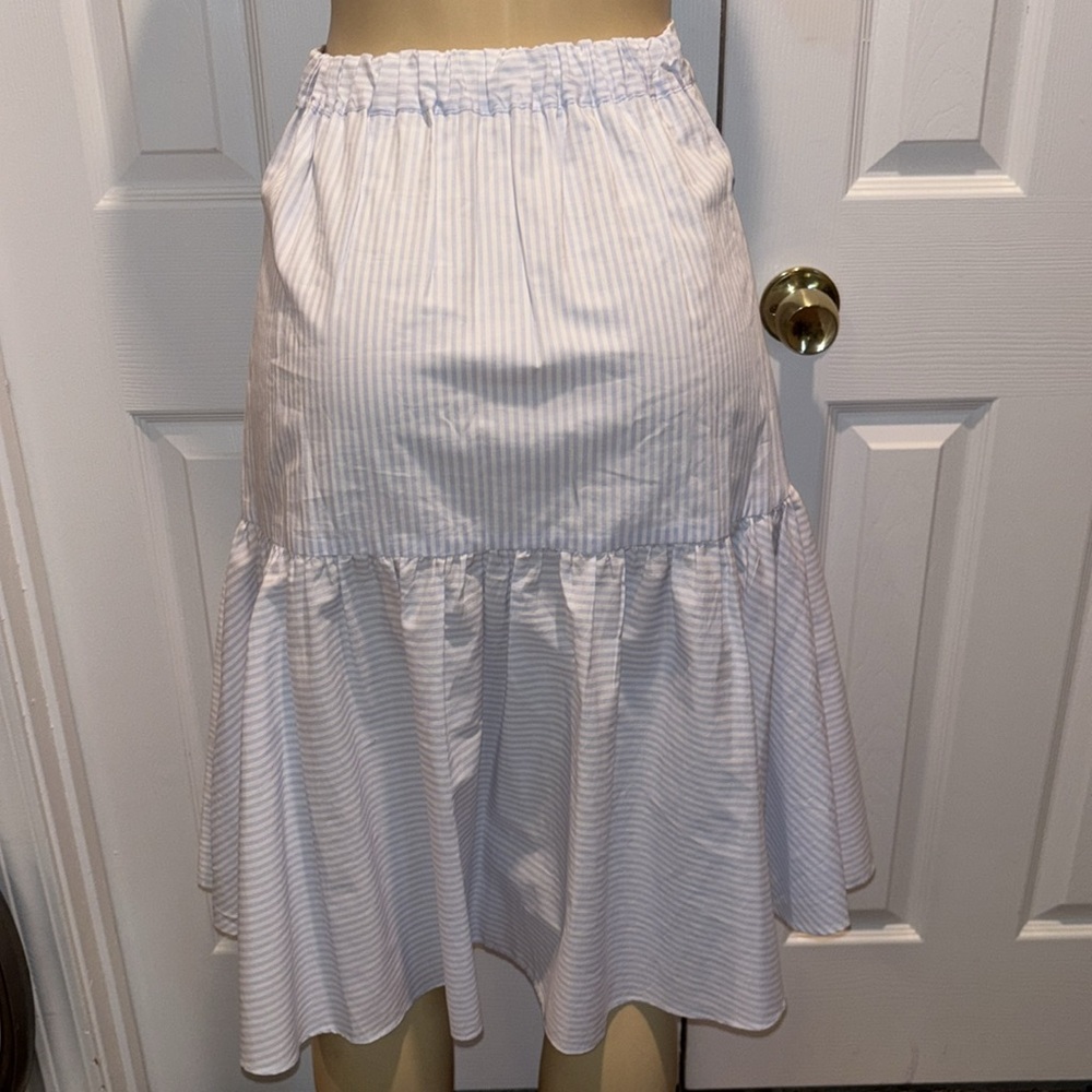 Ivanka Trump Striped Ruffled Midi Skirt. Size 2 - Picture 4 of 6